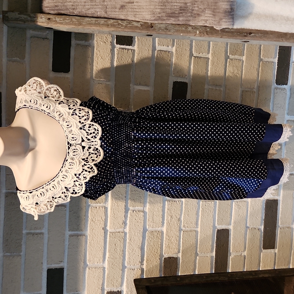 Polka Dot and Crochet Sleeveless Dress